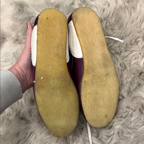 Purple eggplant Leather Sneakers with White Laces 37 size 6.5 - Picture 2 of 6